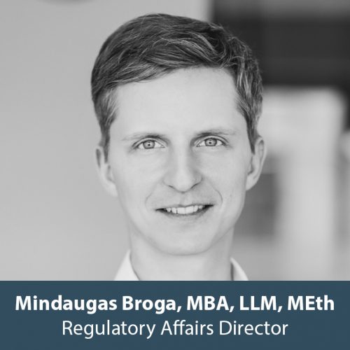 Mindaugas Broga, MBA, LLM, MEth, Regulatory Affairs Director